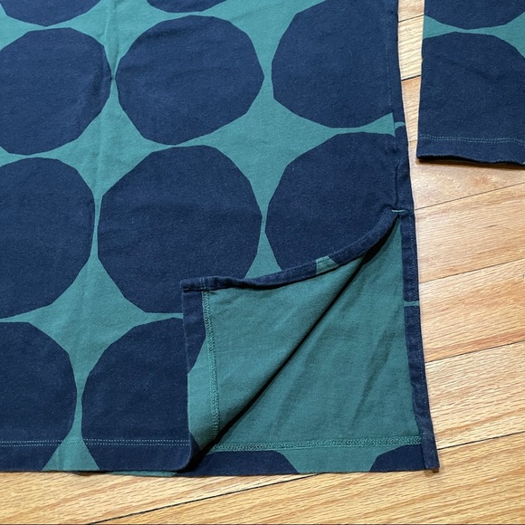 Marimekko x Uniqlo Women's Long Sleeve Tunic sz XS Green With Big Navy Dots EUC - Picture 11 of 12